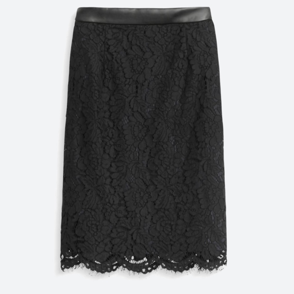 Brixon Ivy Cyndi lace pencil skirt-black with dark blue underlay
